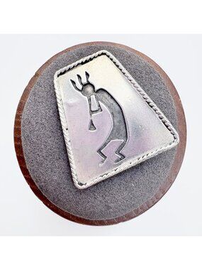 Kokopelli Trapezoid Brooch VTG Solid Sterling Silver 925 Size 1" Length